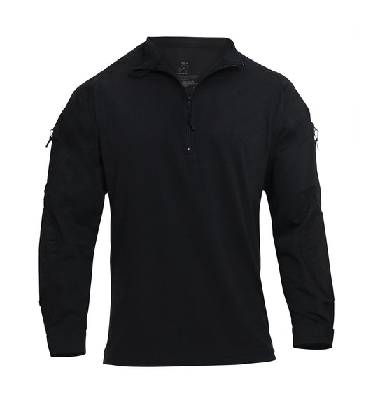 Rothco 1/4 Zip Tactical Airsoft Combat Shirt: Black