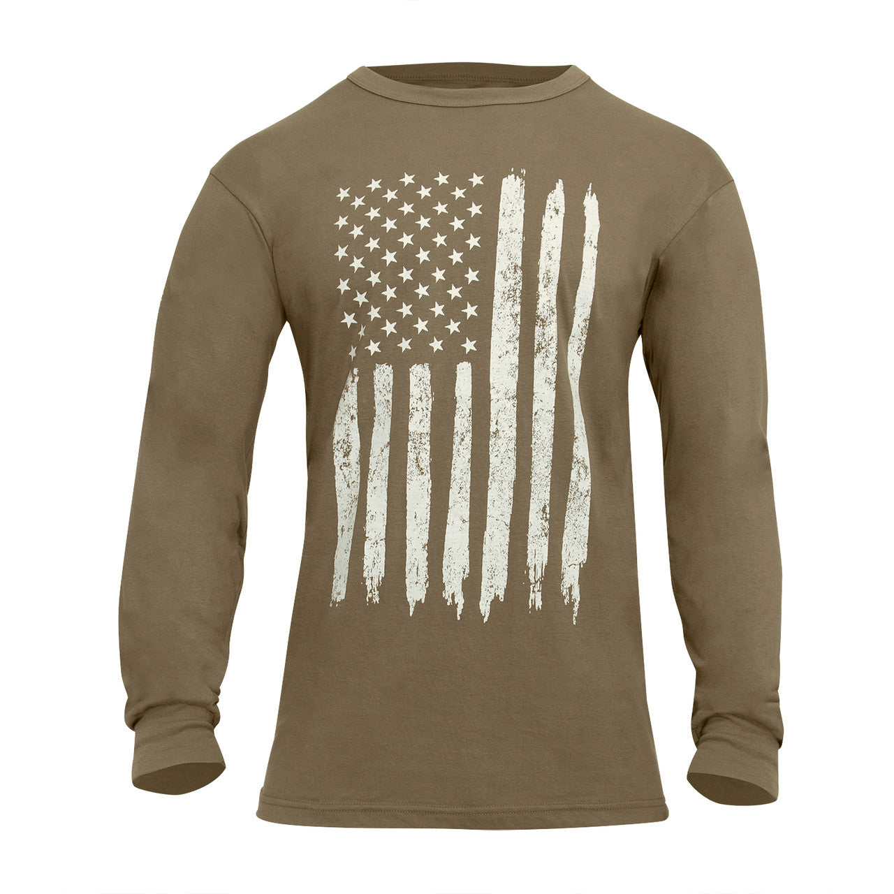Rothco US Flag Long Sleeve T-Shirt: Coyote Brown