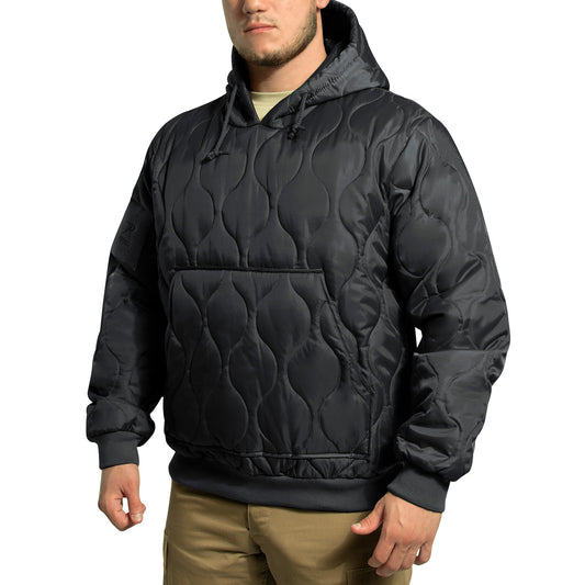 Rothco Quilted Woobie Hooded Sweatshirt: Black