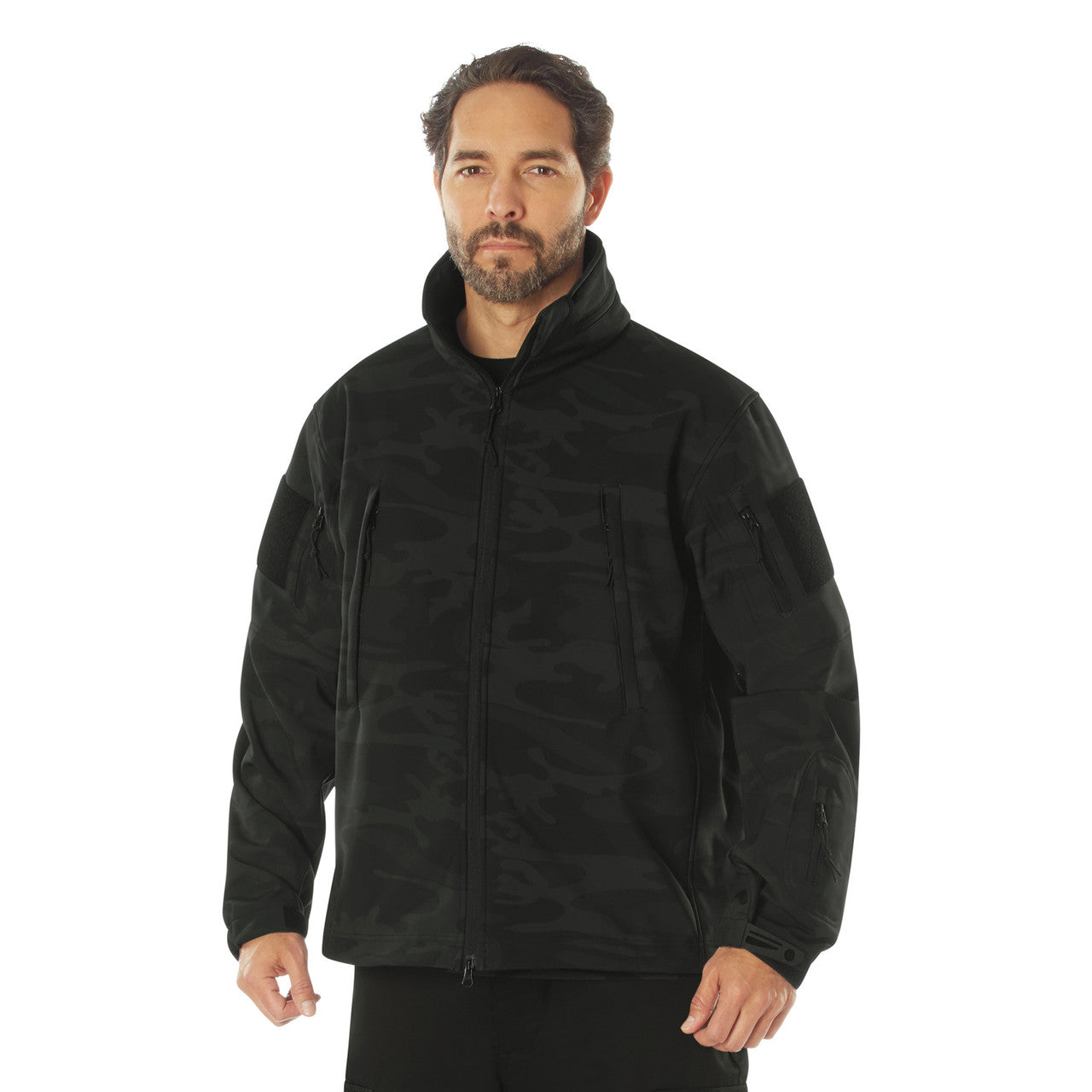 Rothco Special Ops Tactical Soft Shell Jacket: Midnight Black Camo