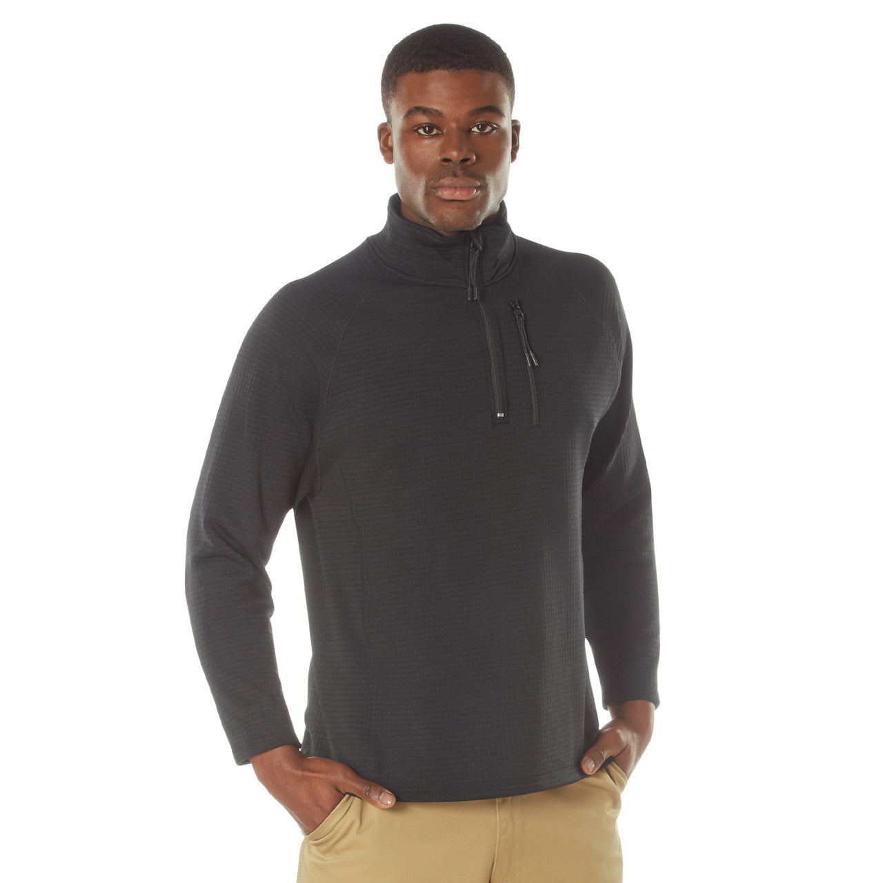 Rothco Grid Fleece Pullover: Black