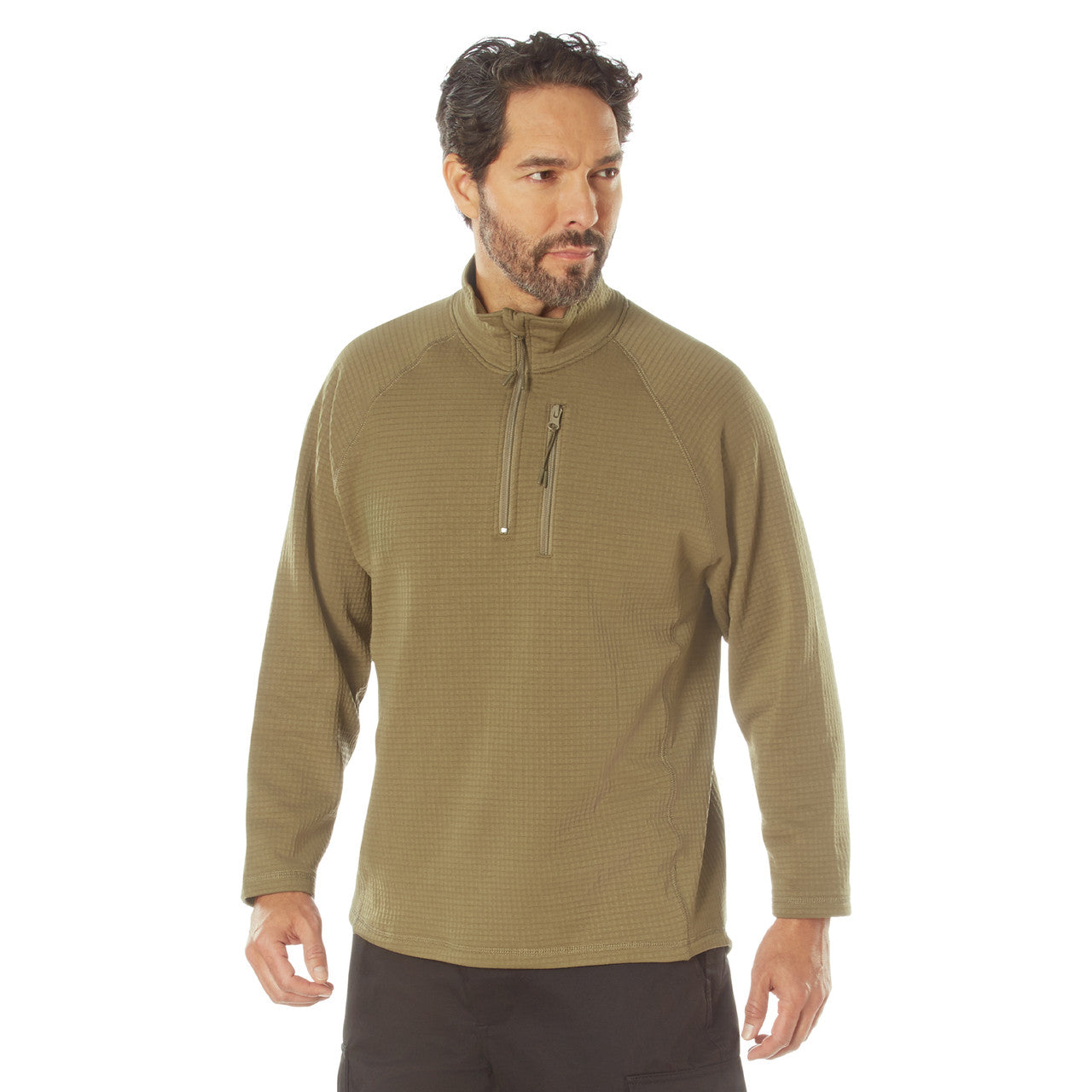 Rothco Grid Fleece Pullover: Coyote Brown