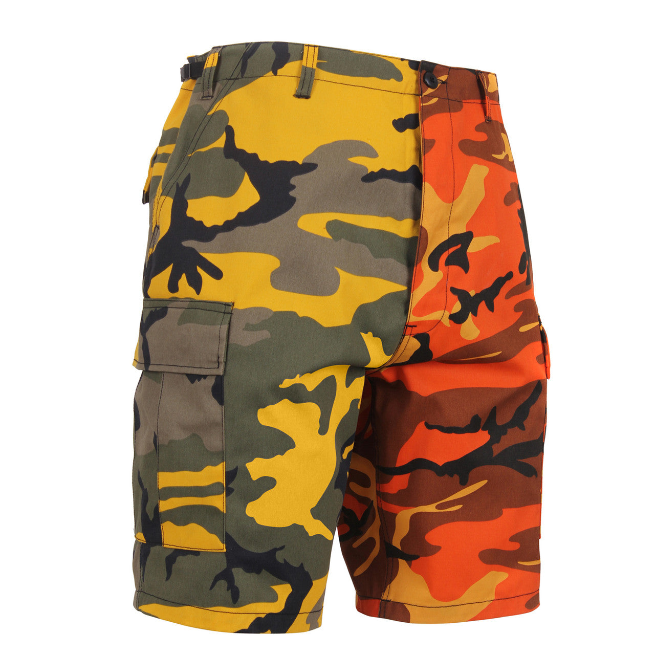 Rothco Two-Tone Camo BDU Shorts: Stinger Yellow Camo / Savage Orange Camo