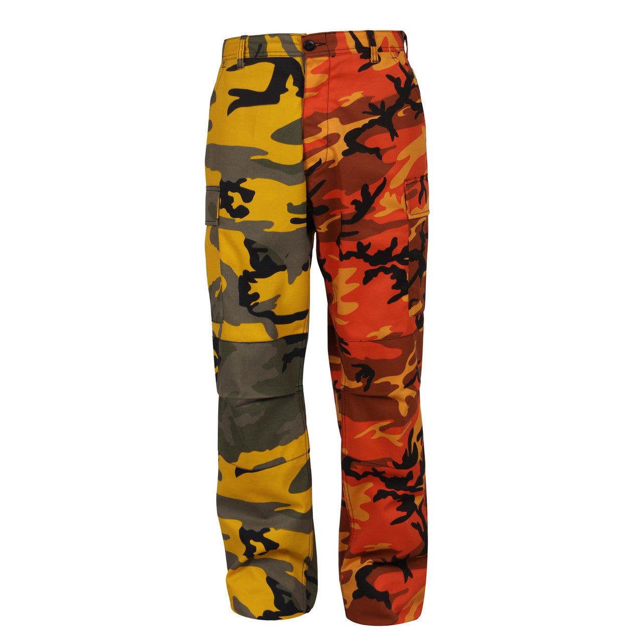 Rothco Two-Tone Camo BDU Pants: Stinger Yellow / Savage Orange Camo