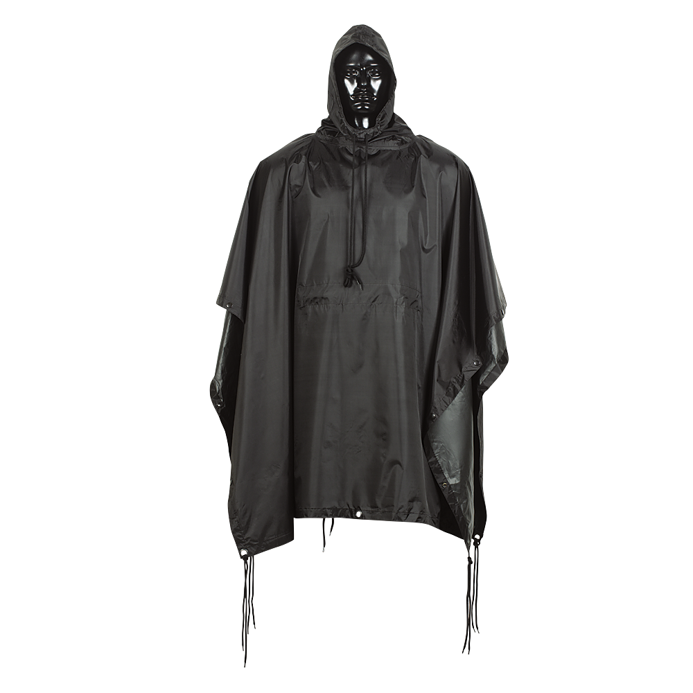 Milspec Plus Rubberized Heavy Duty Poncho: Black