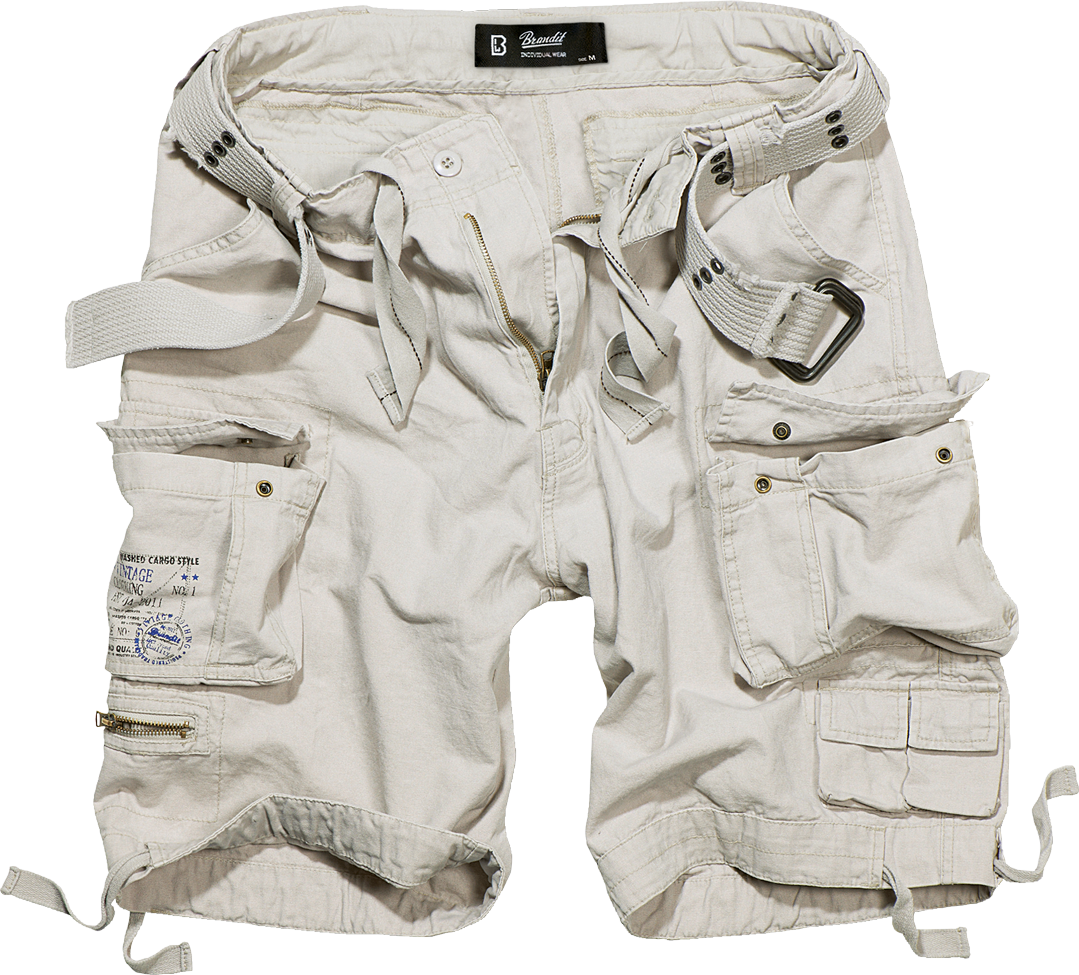 Brandit Relaxed Cargo Shorts: Old White