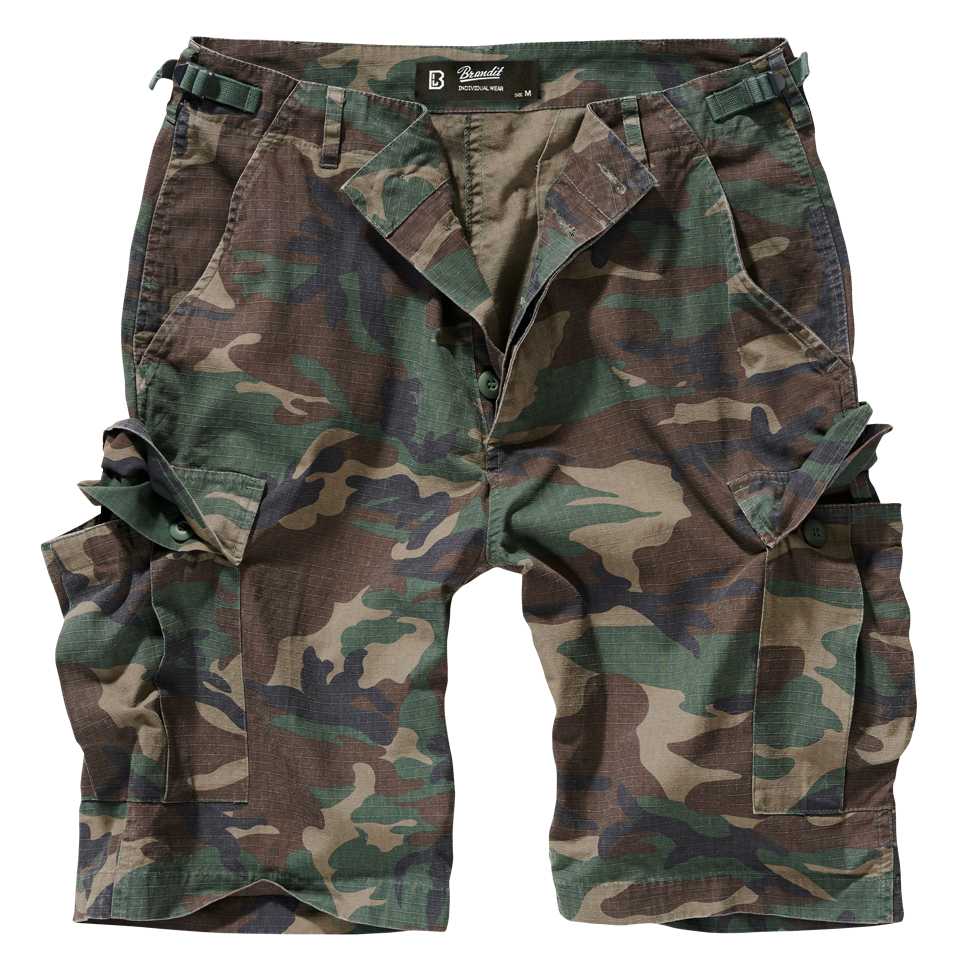 Brandit BDU Ripstop Cargo Shorts: Woodland Camo