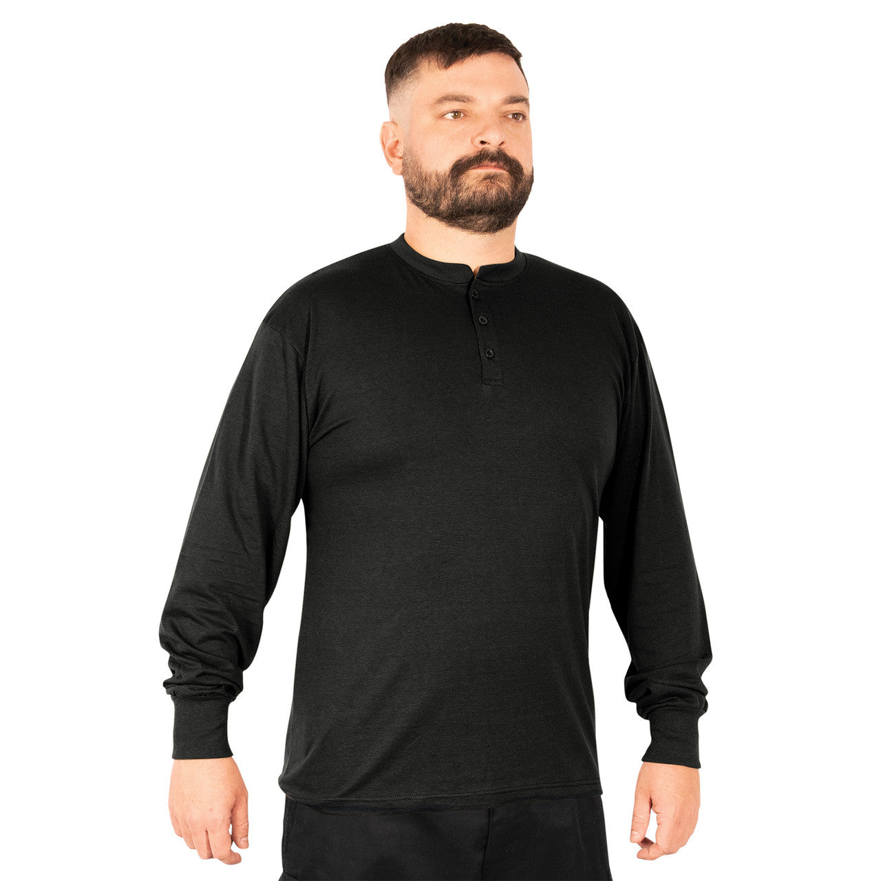 Rothco Long Sleeve Henley T-Shirt: Black
