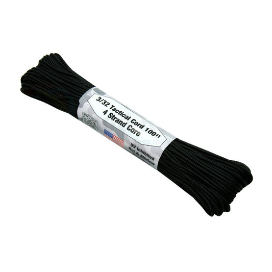 Atwood Rope, 275 Tactical Paracord, Nylon Parachute Cord, 4 Strand, USA Made: Black