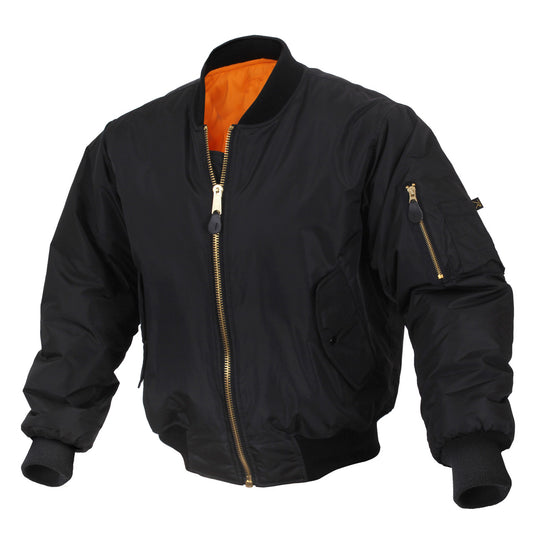 Rothco Enhanced Nylon MA-1 Flight Jacket: Black