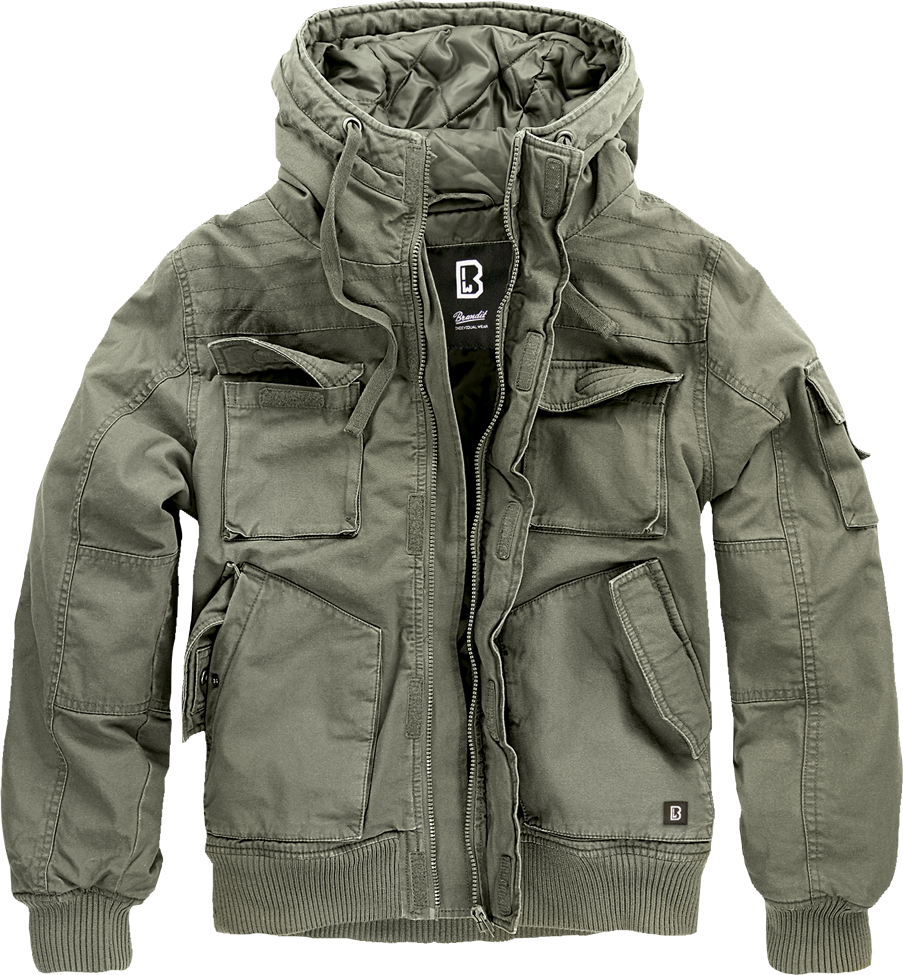 Brandit Hooded Short Jacket: Olive Drab