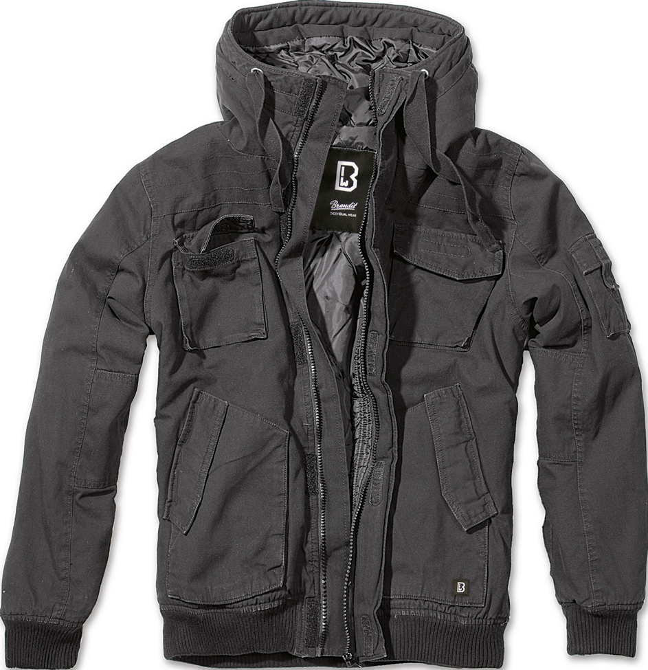 Brandit Hooded Short Jacket: Black