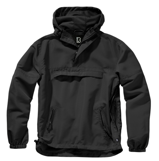 Brandit Light Quarter Zip Windbreaker Pullover: Black