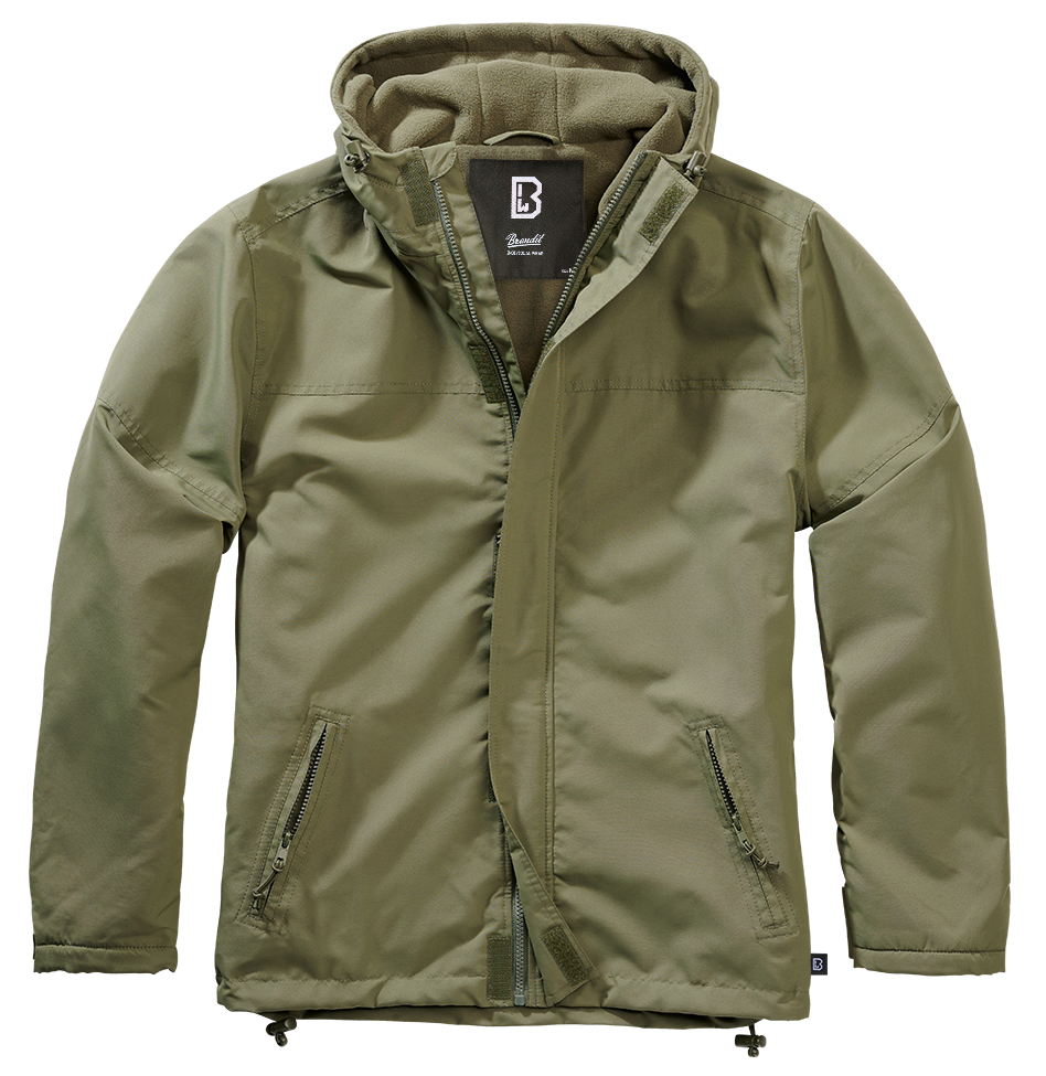 Brandit Fleece-Lined Full Zip Windbreaker: Olive Drab