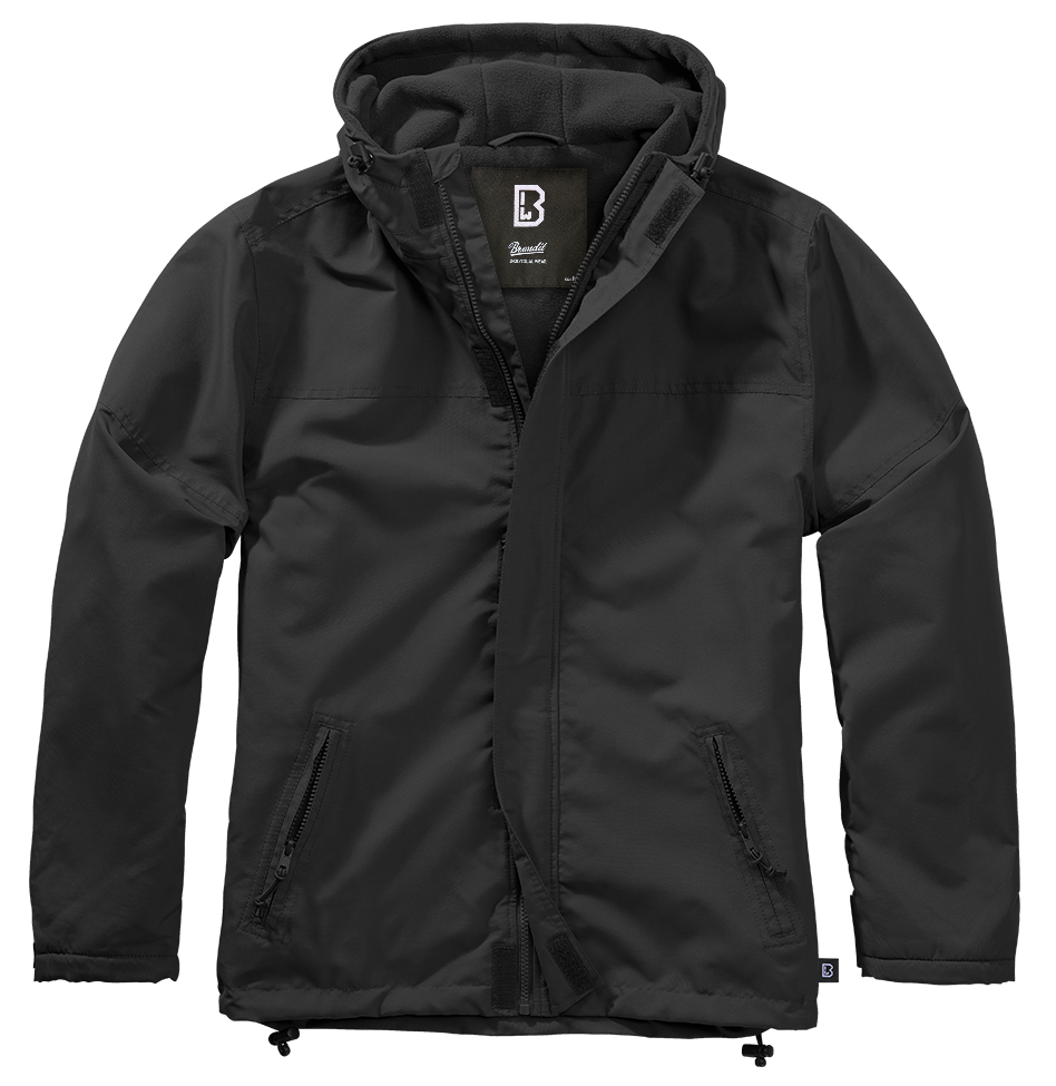 Brandit Fleece-Lined Full Zip Windbreaker: Black