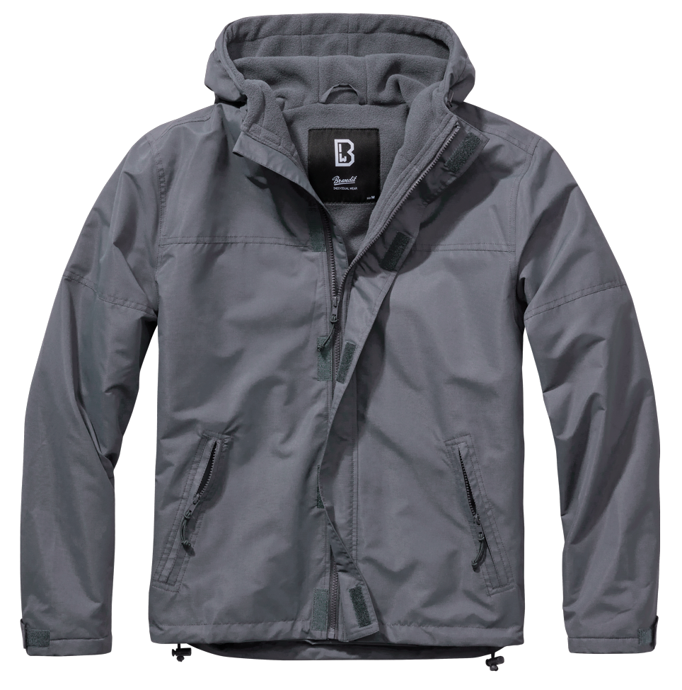 Brandit Fleece-Lined Full Zip Windbreaker: Anthracite