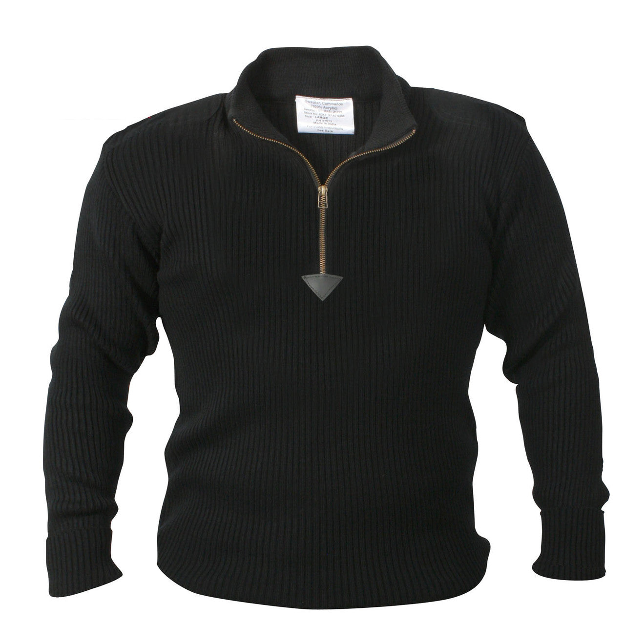 Rothco Quarter Zip Acrylic Commando Sweater: Black