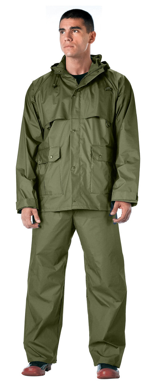 Rothco 2 Piece Microlite PVC Rainsuit: Olive Drab