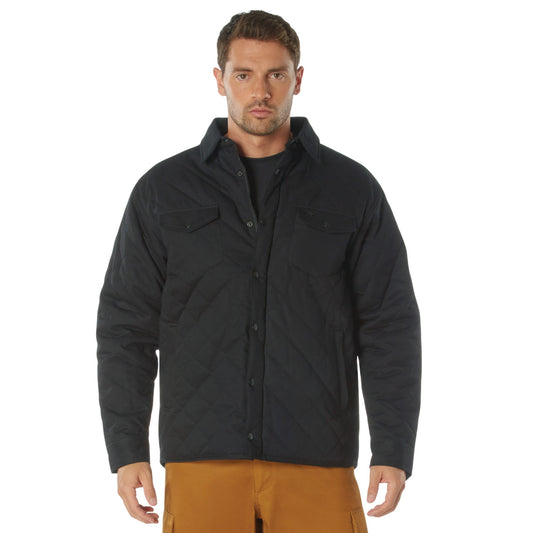 Rothco Diamond Quilted Cotton Jacket: Black