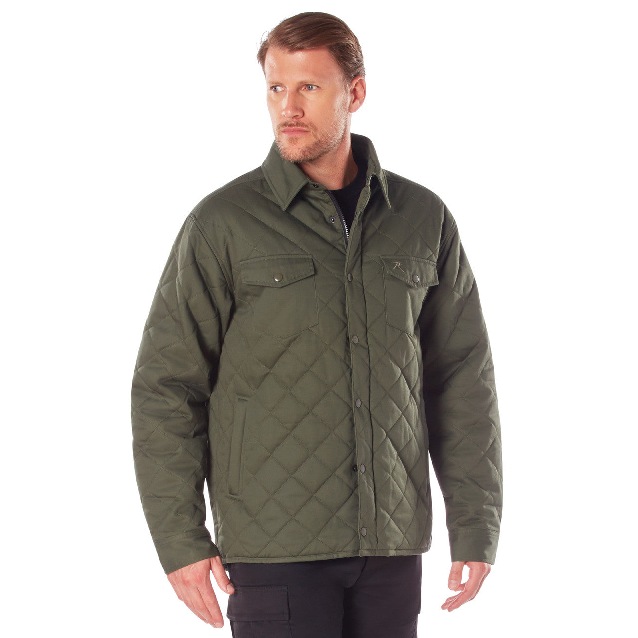 Rothco Diamond Quilted Cotton Jacket: Olive Drab