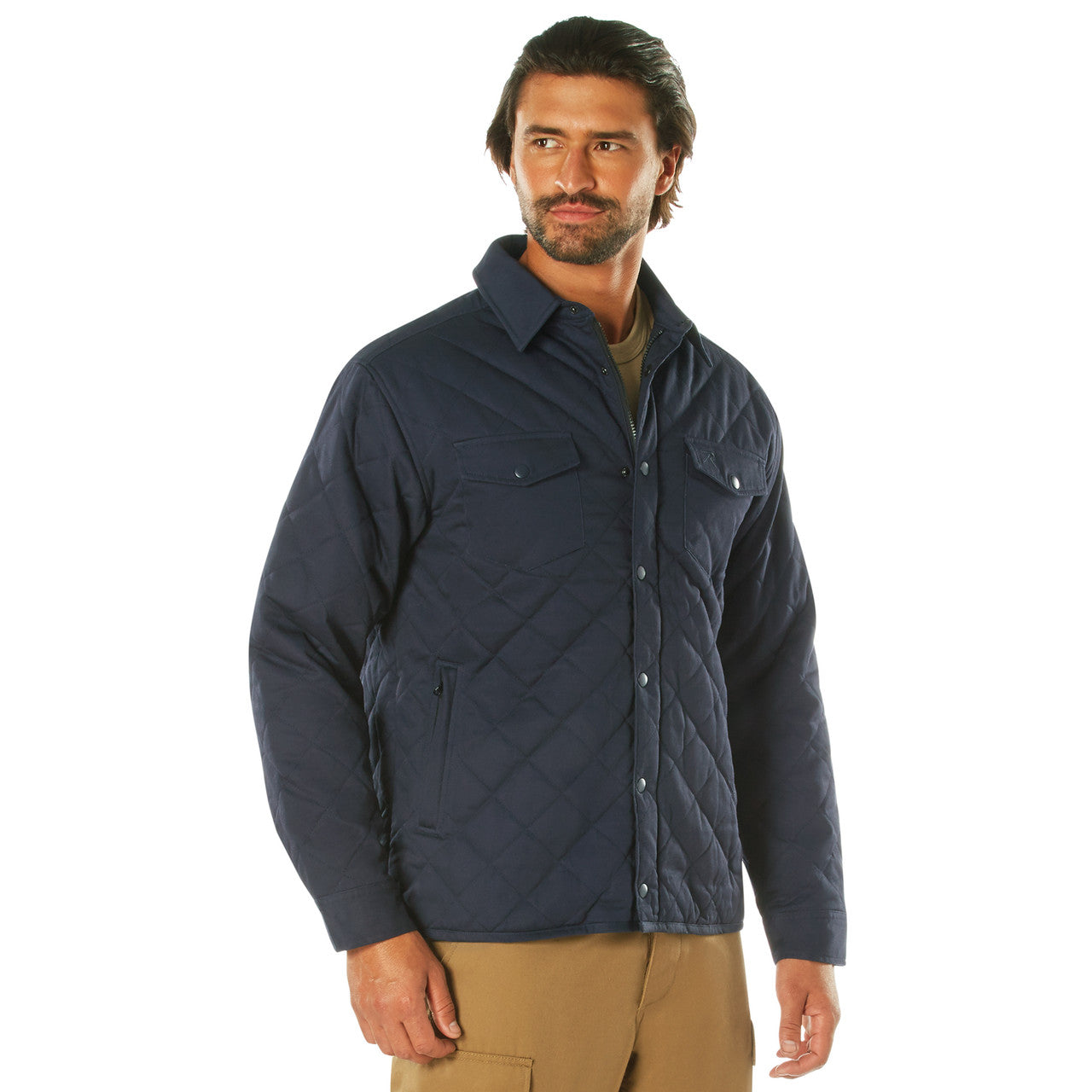 Rothco Diamond Quilted Cotton Jacket: Midnight Navy Blue