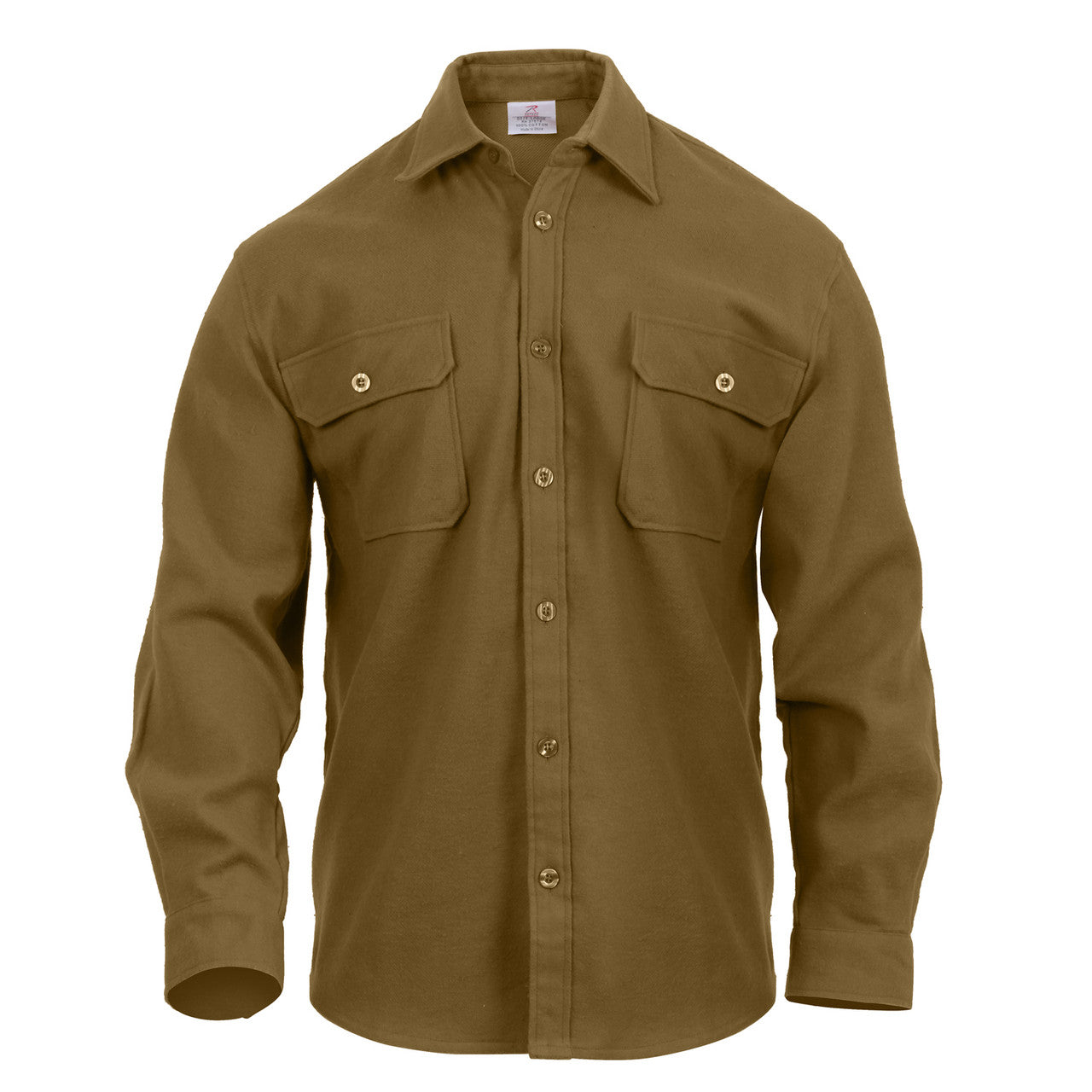 Rothco Heavyweight Solid Color Flannel Shirt: Coyote Brown