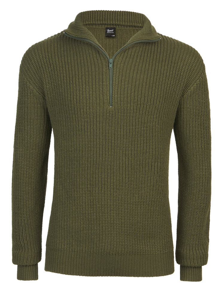 Brandit Marines Quarter Zip Sweater: Olive Drab