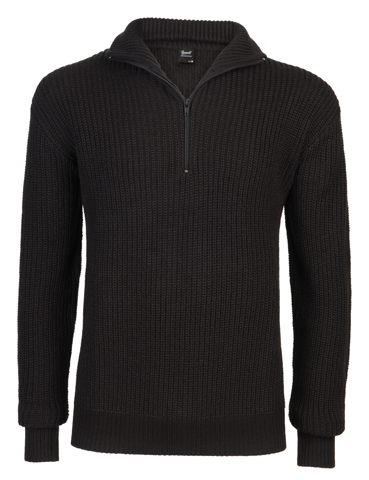 Brandit Marines Quarter Zip Sweater: Black