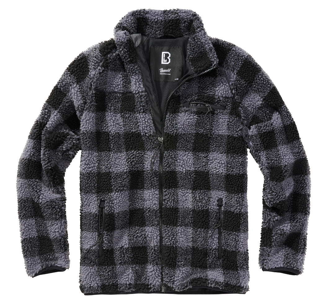 Brandit Fleece Full Zip Jacket: Black / Grey