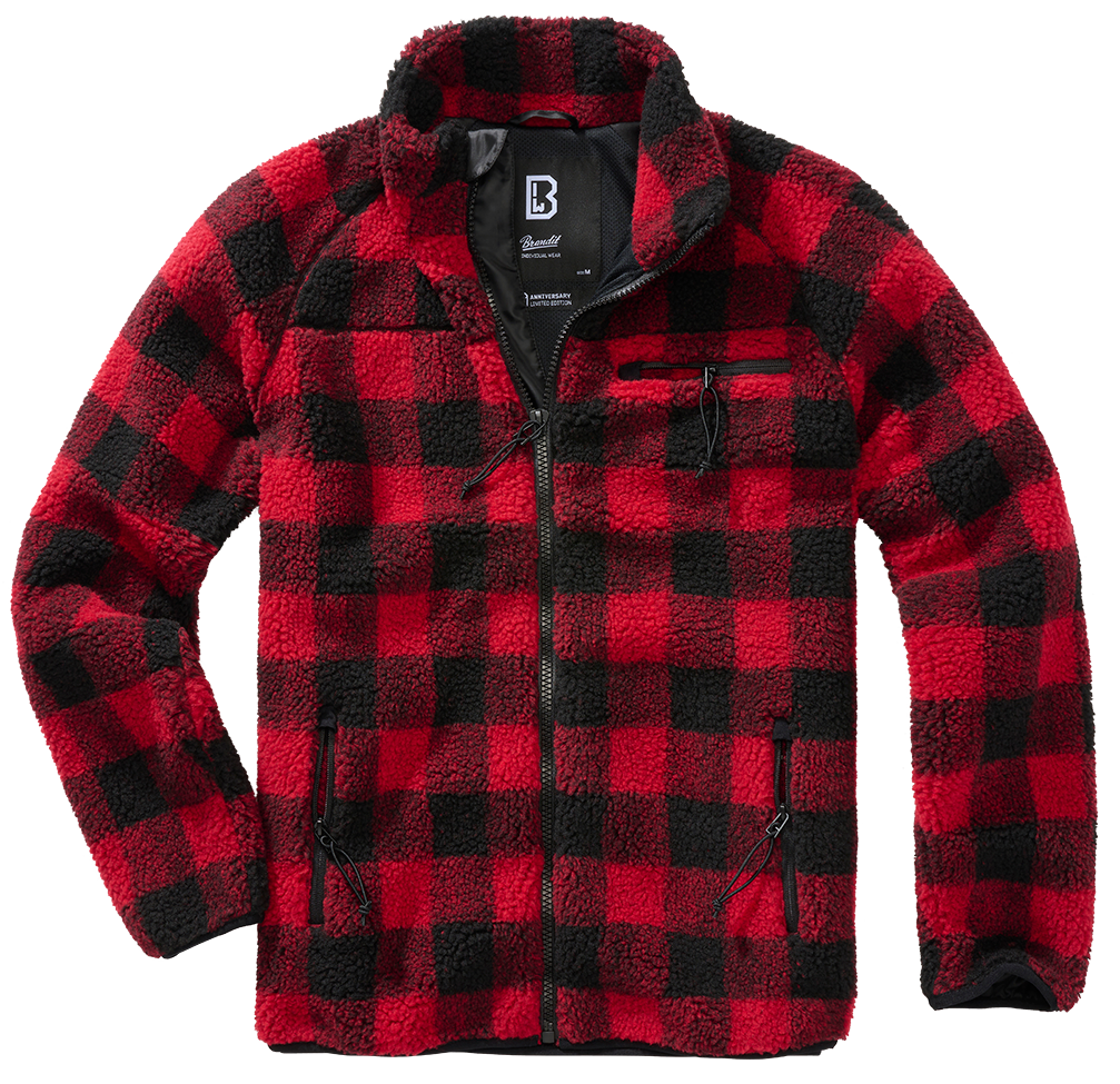 Brandit Fleece Full Zip Jacket: Red / Black