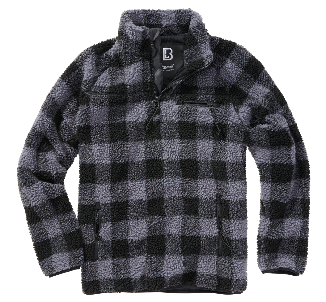 Brandit Fleece Quarter Zip Jacket: Black / Grey
