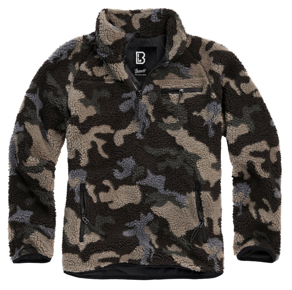 Brandit Fleece Quarter Zip Jacket: Dark Camo
