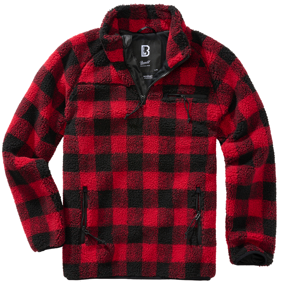 Brandit Fleece Quarter Zip Jacket: Red / Black