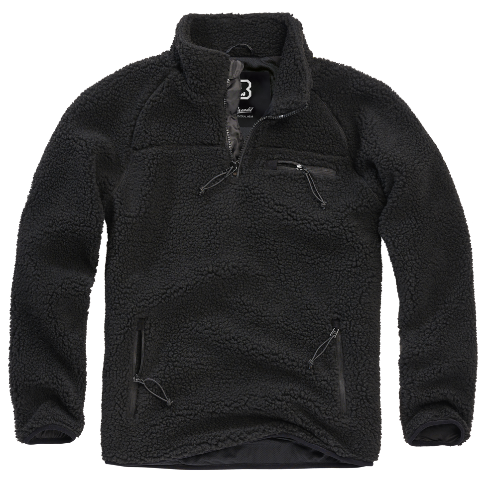 Brandit Fleece Quarter Zip Jacket: Black