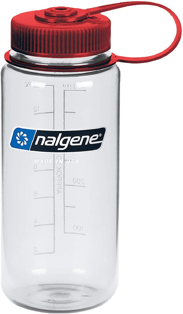 Nalgene 16oz Wide Mouth Bottle: Clear / Red
