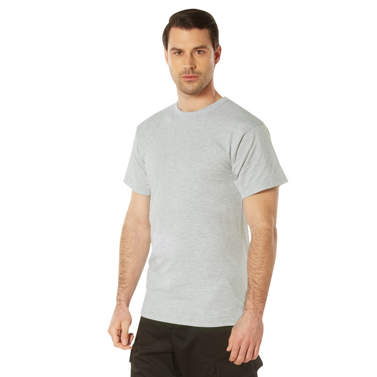 Rothco Solid Color Cotton/Poly T-Shirt: Heather Grey