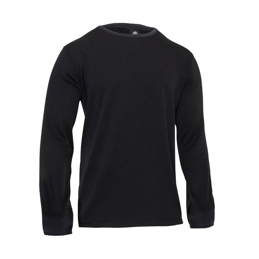 Rothco Grid Fleece Waffle Crew Top: Black