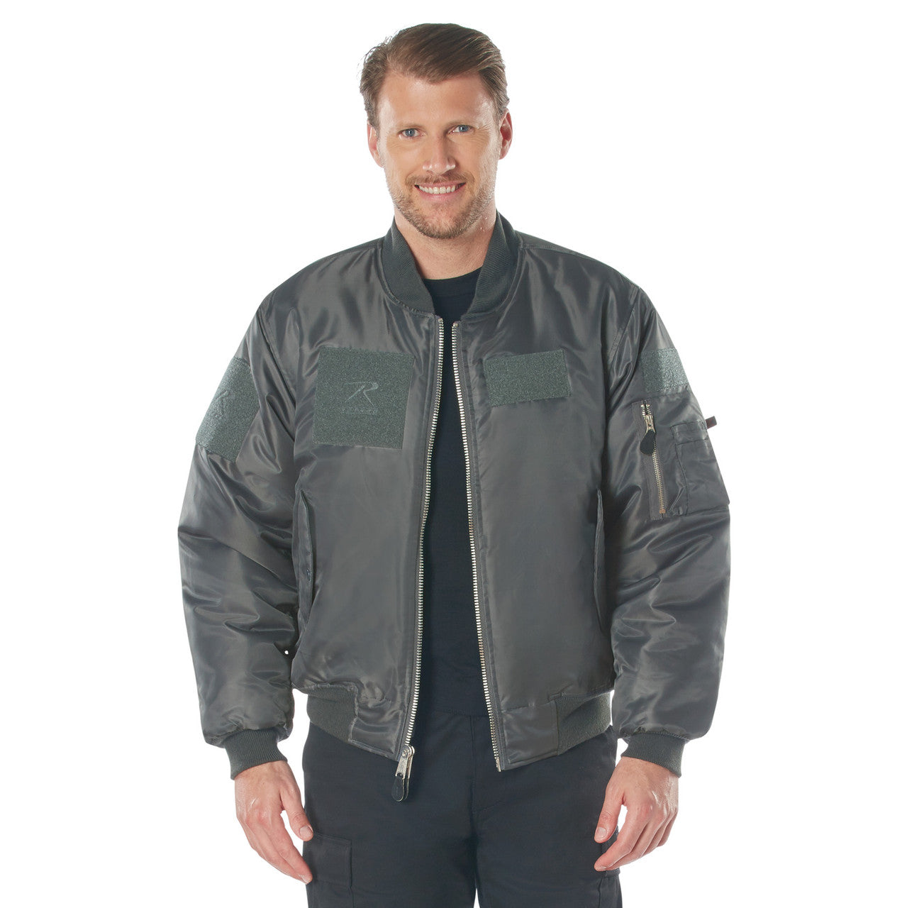 Rothco MA-1 Flight Jacket with Patches: Navy Blue