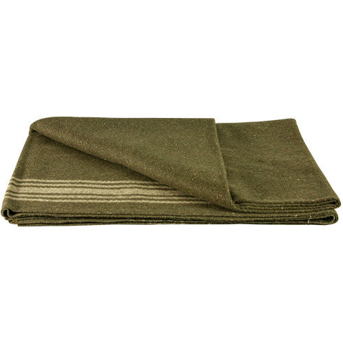 Fox Khaki-Striped Olive Drab Wool Blanket