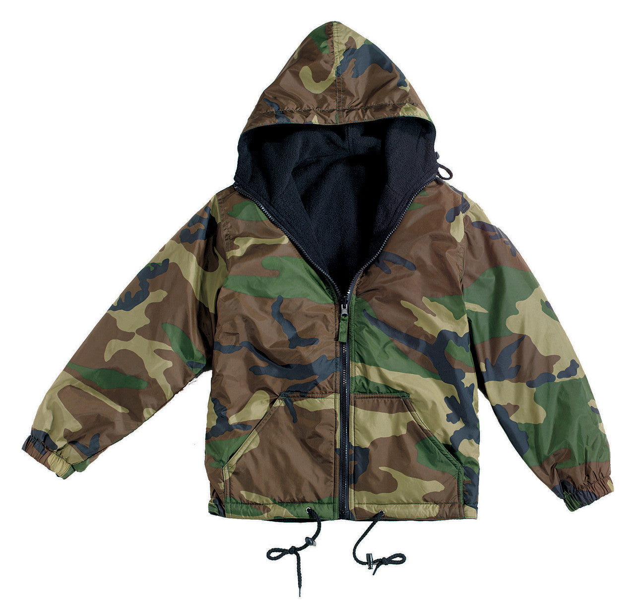 Rothco Reversible Lined Jacket With Hood: Woodland Camo