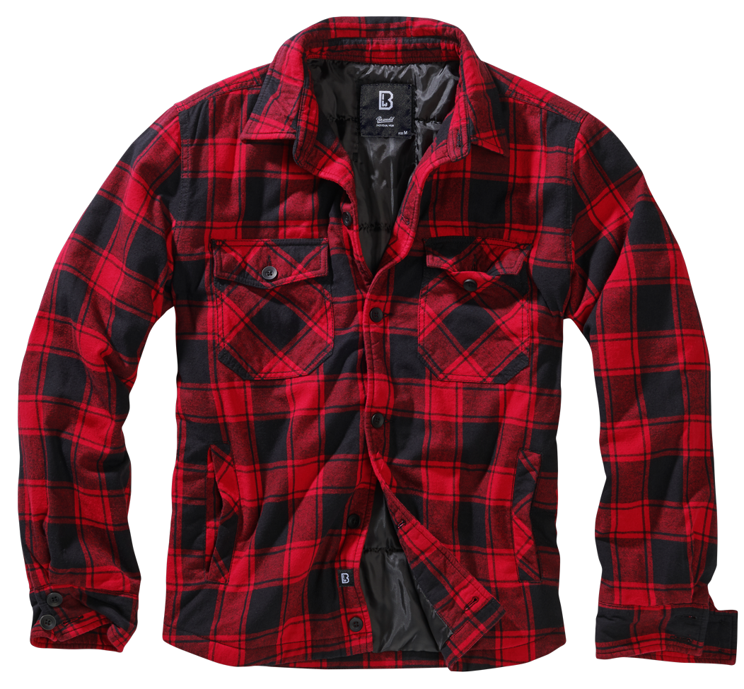 Brandit Quilted Flannel Lumber Jacket: Red / Black