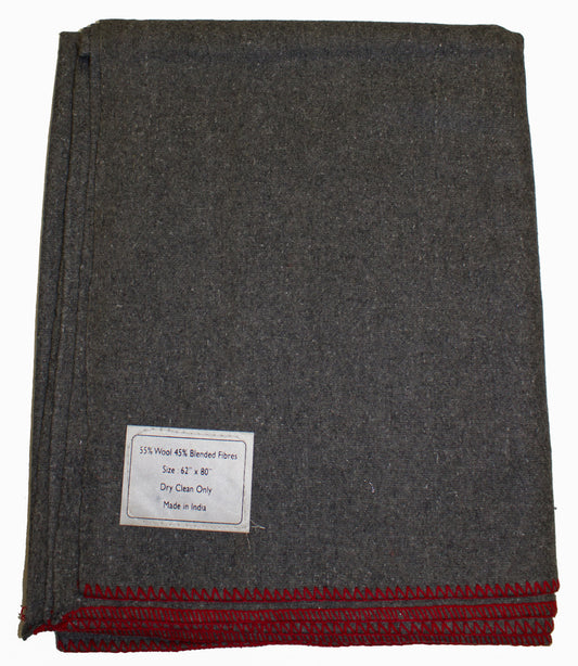 Fox Gray/Red Wool Camp Blanket