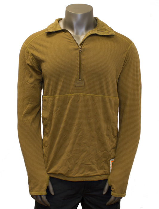 USGI US Military Surplus USMC Polartec Grid Fleece 1/2 Zip Shirt: Coyote Brown