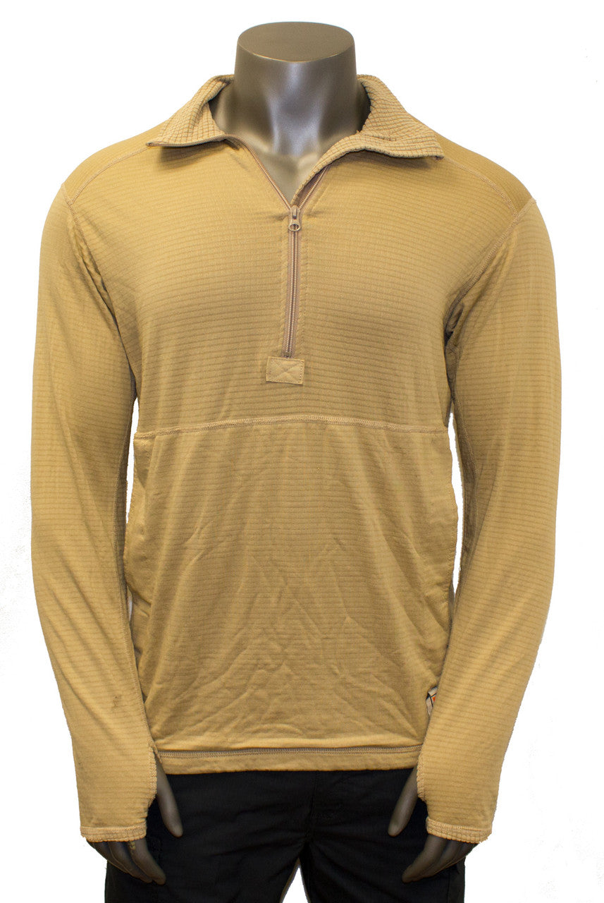 USGI US Military Surplus USMC Polartec Grid Fleece 1/2 Zip Shirt: Tan