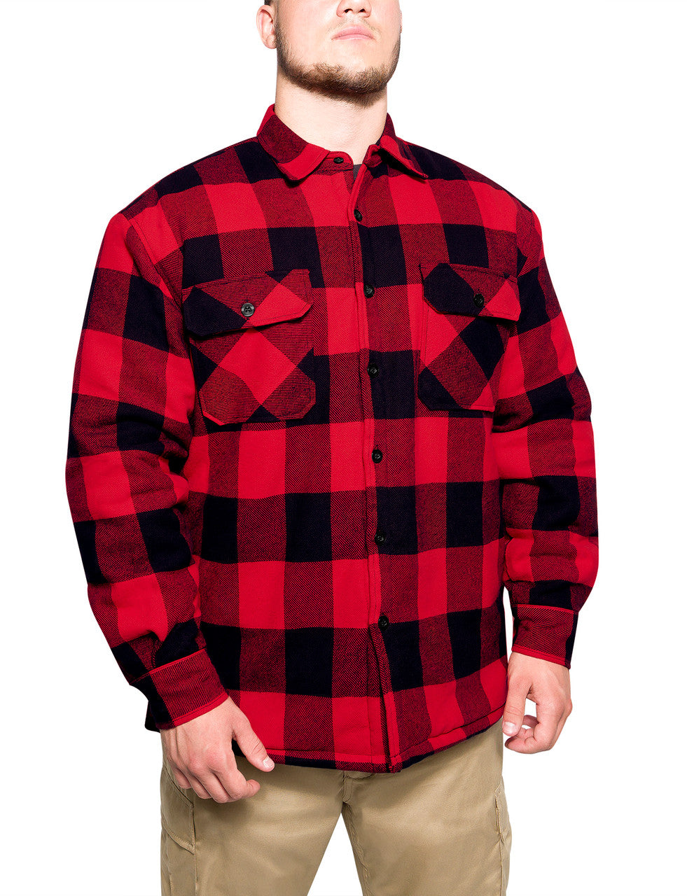 Rothco Buffalo Plaid Quilted Lined Jacket: Red