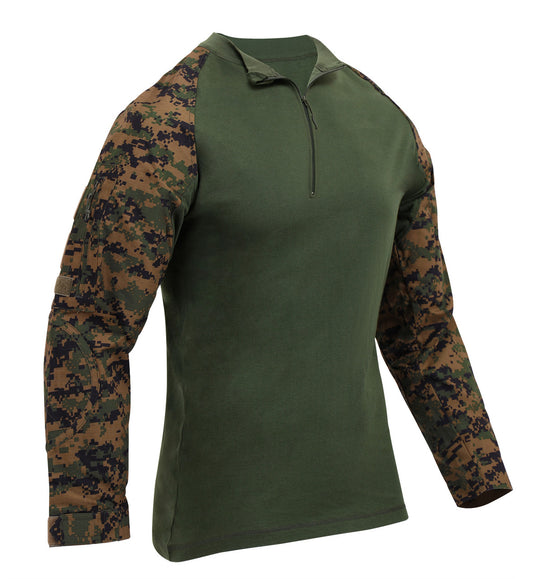 Rothco 1/4 Zip Tactical Airsoft Combat Shirt: Woodland Digital Camo