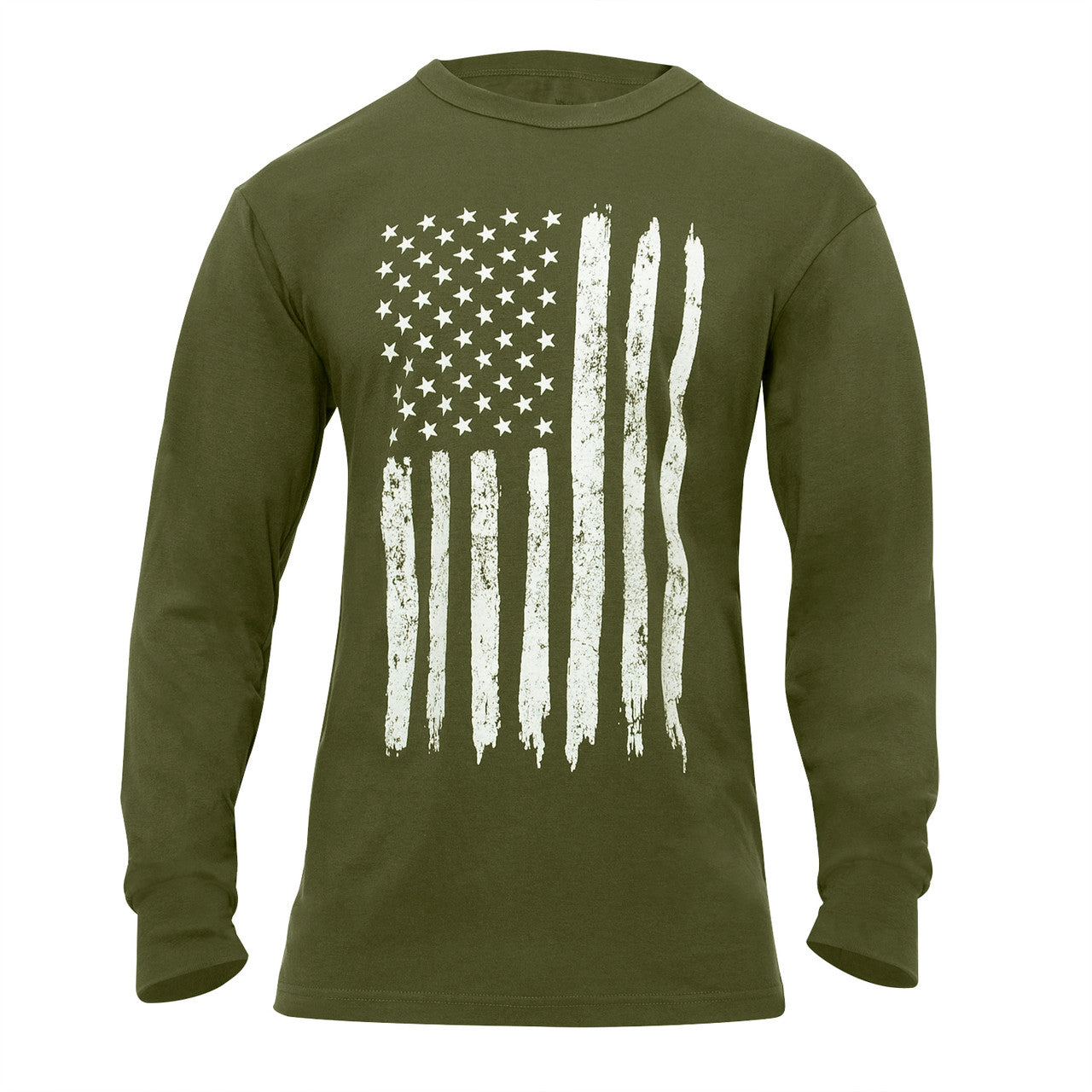 Rothco US Flag Long Sleeve T-Shirt: Olive Drab