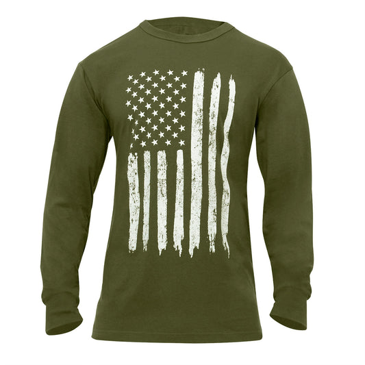 Rothco US Flag Long Sleeve T-Shirt: Olive Drab