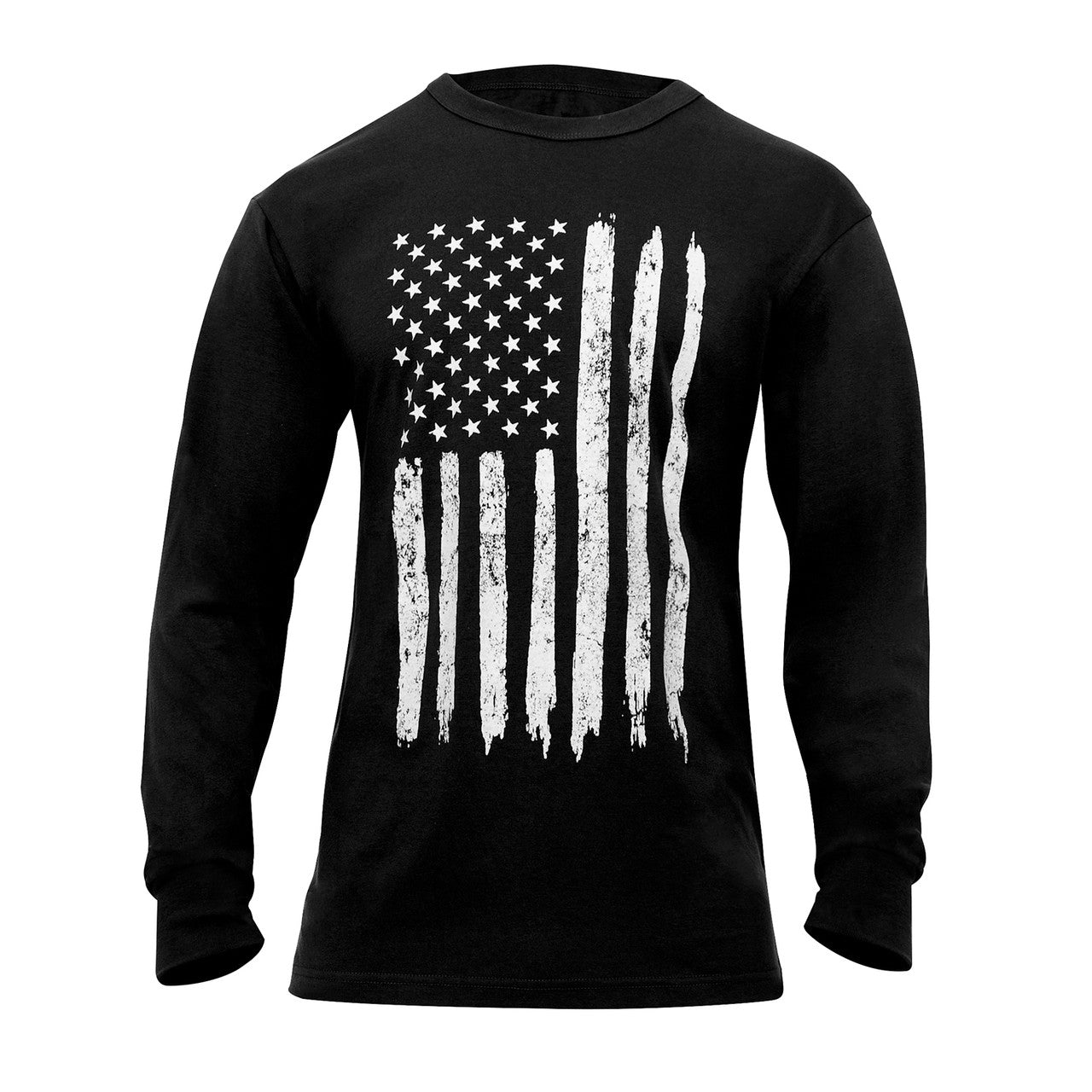 Rothco US Flag Long Sleeve T-Shirt: Black