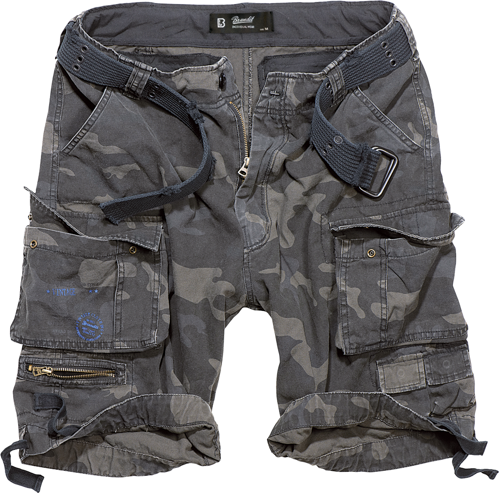 Brandit Relaxed Cargo Shorts: Dark Camo